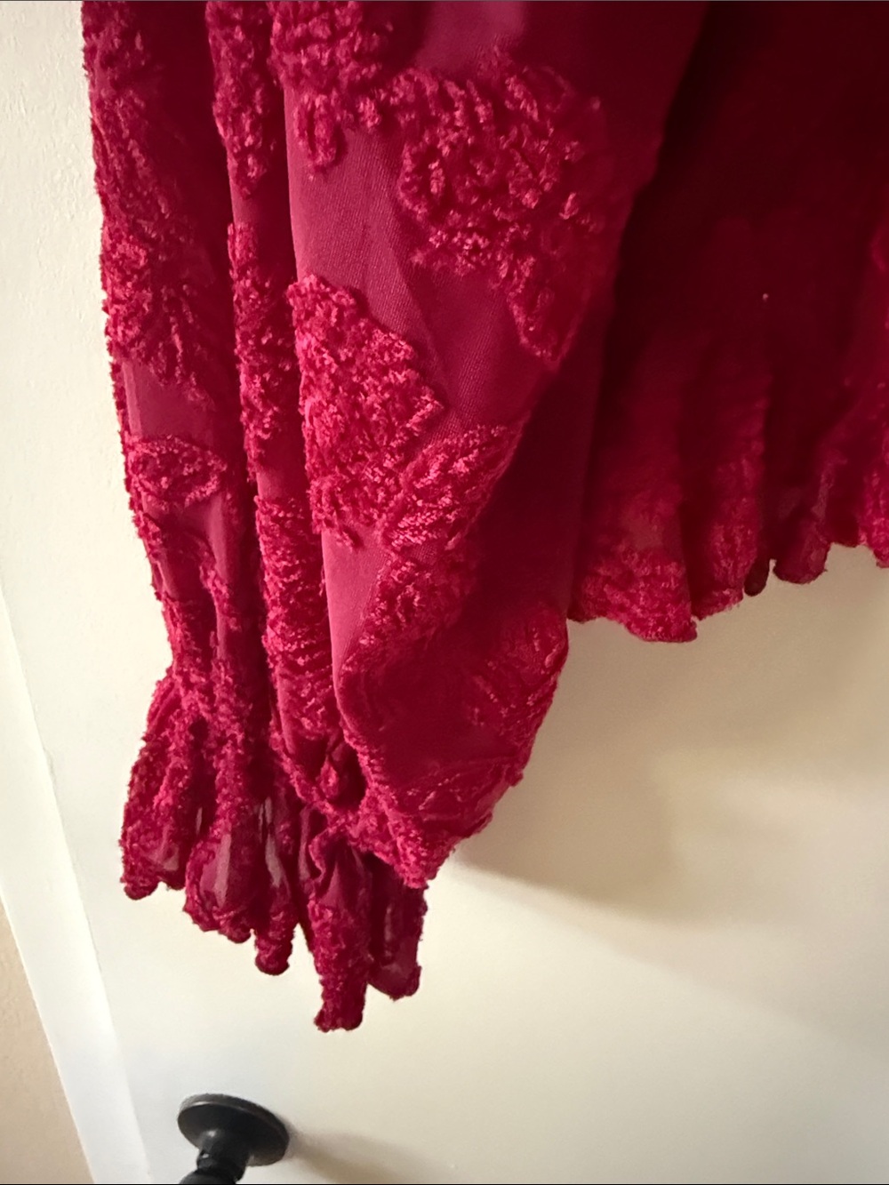 Anthropologie Deep Raspberry Ruffled Button-Front Blouse - Picture 4 of 6